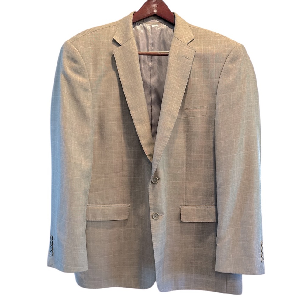 Giorgio Fiorelli Super Lux Super Fine Men’s Tan plaid Blazer/Jacket size 46
